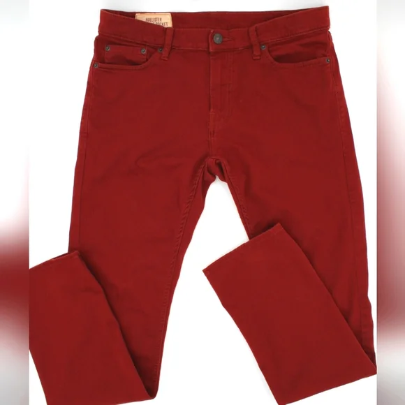 Hollister Men’s Skinny Jeans – 32x32 | Maroon, 5-Pocket Style - Picture 4 of 5